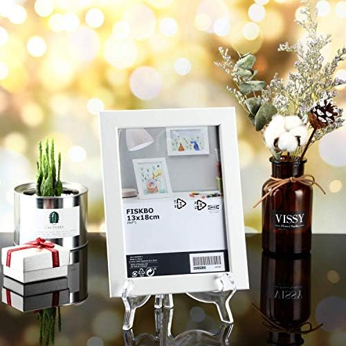 HESTYA 6 Pack 7 Inch Clear Acrylic Easel Stand Display Stand Plate Holder for Display Photo Picture Frame Book