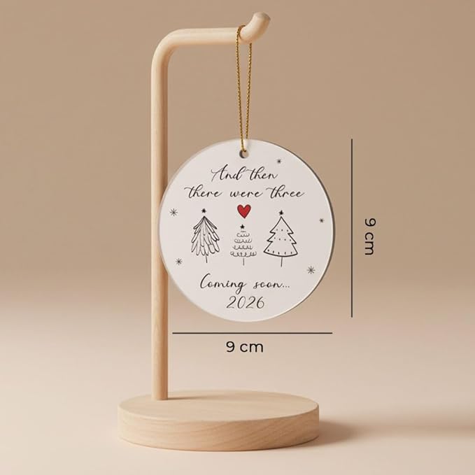 Baby Coming Soon 2026, Baby Announcement Christmas Ornament for New Parents, Expecting Couple, Promoted to Grandparents Gift, Baby Reveal Keepsake Decor (Three Tree)