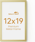 12x19 Aluminum Metal Picture Frame,Tempered Glass Gold Photo Frame 12x19 for Family Photo,Posters,Art,Document to Wall Mount Horizontally or Vertically