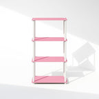 Furinno Turn-N-Tube Book Shelf, 4-Tier Bookshelf, Bookcase with Multipurpose Compact Display Rack, 11.6 x 23.6 x 43.2, for Living Room, Bedroom, Home Office, Pink/White