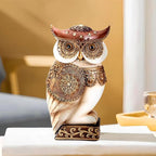 Owl Statue for Home Decor Accents, Shelf Bookshelf Table Office Living Room Decor Owl Figurine, Ideal Gifts for Bird Lovers, Antique Golden Color