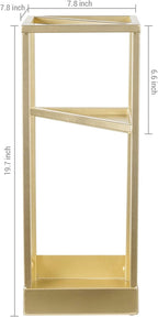 Umbrella Stand,Umbrella Holder for Entryway,20 Inch Tall Modern Brass Tone Metal Geometric Freestanding Entryway Umbrella Rack or Cane Holder with Shelf for Small Umbrellas and Bottom Drip Tray