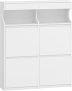 Shoe Cabinet with 4 Flip Drawers & 2 Top Drawers, Narrow Hidden Shoe Storage Cabinet for Entryway, Freestanding Shoes Organizer with Storage Space, 16-20 Pairs, for Hallway, White SR57603X