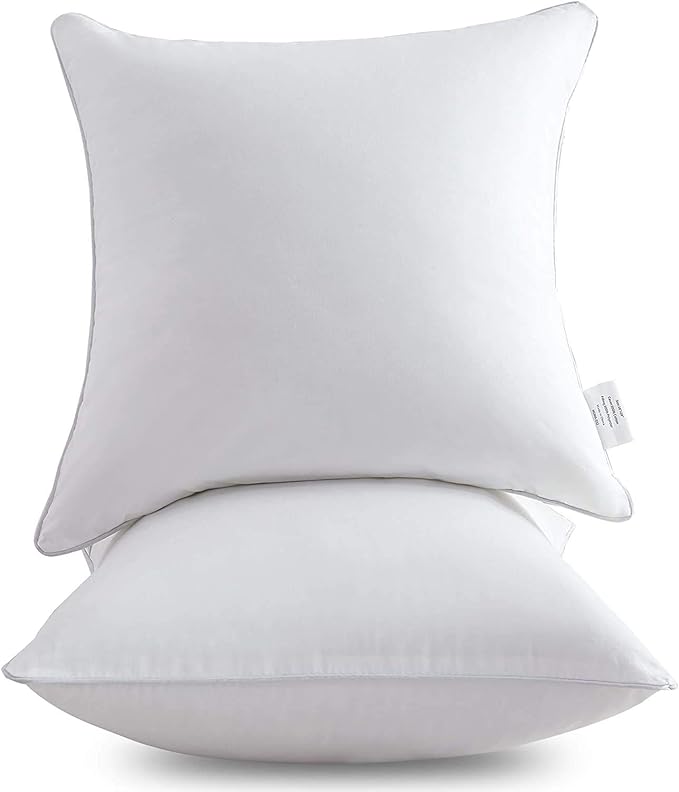 Leeden 20 x 20 Pillow Inserts (Set of 2) - Throw Pillow Inserts with 100% Cotton Cover - 20 Inch Square Decorative Pillows for Sofa, Couch, Bed and Home Decor