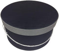 Sarah's Hat Boxes Classic Black/Gray Hat Box – 12.75" x 6.5" (Dia. x Ht.) Handmade in USA – Odorless Non-Toxic Adhesive, Cording Handle – Premium Storage for Hats & Accessories