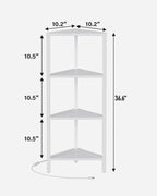 TUTOTAK Corner Shelf, 4-Tier Corner Bookshelf for Small Space, Narrow Display Corner Shelf Stand with Storage Rack, for Living Room, Bedroom, White BS05BW004L