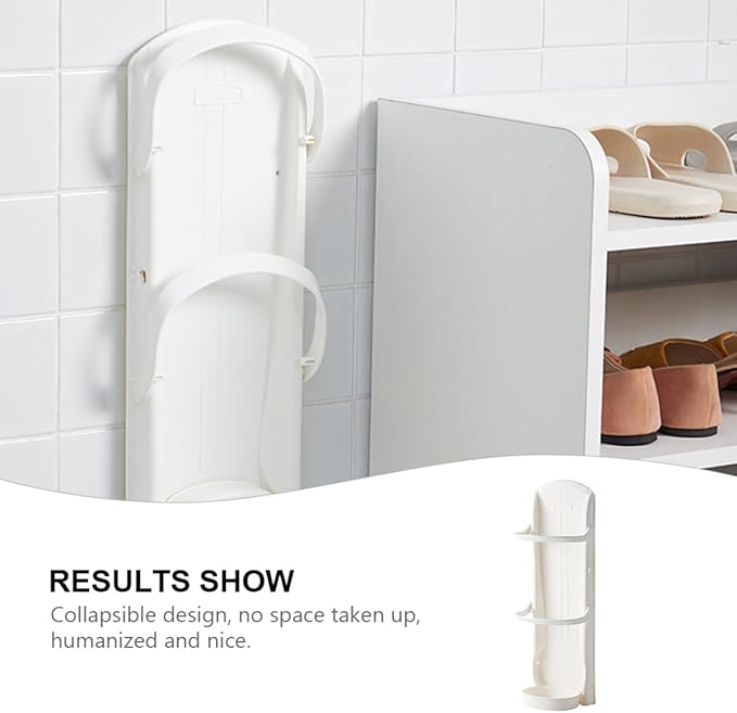 BESPORTBLE Wall-Mounted Umbrella Stand Rack with Drip Tray Space-Saving Storage Organizer for Home Office Entryway Sturdy White Hanging Umbrella Holder for Restaurants and Families