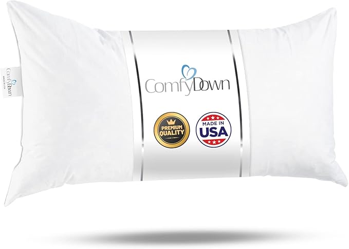 ComfyDown Decorative Throw Pillow Insert, Down and Feather Fill, 100% Cotton Cover, 233 Thread Count - Made in USA (12 X 28)