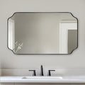 ANDY STAR Matte Black Mirror 24x40 Inch, Scalloped Mirror for Bathroom, Unique Rectangular Bathroom Mirror in Premium Stainless Steel Metal Frame 1’’ Deep, Hangs Vertically/Horizontally