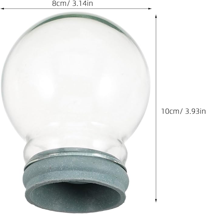 2pcs Glass Snow Globes: Clear Fillable Snow Water Globe Rubber Base Candy Bottle Jar for DIY Craft Home Christmas Winter Decoration 80mm