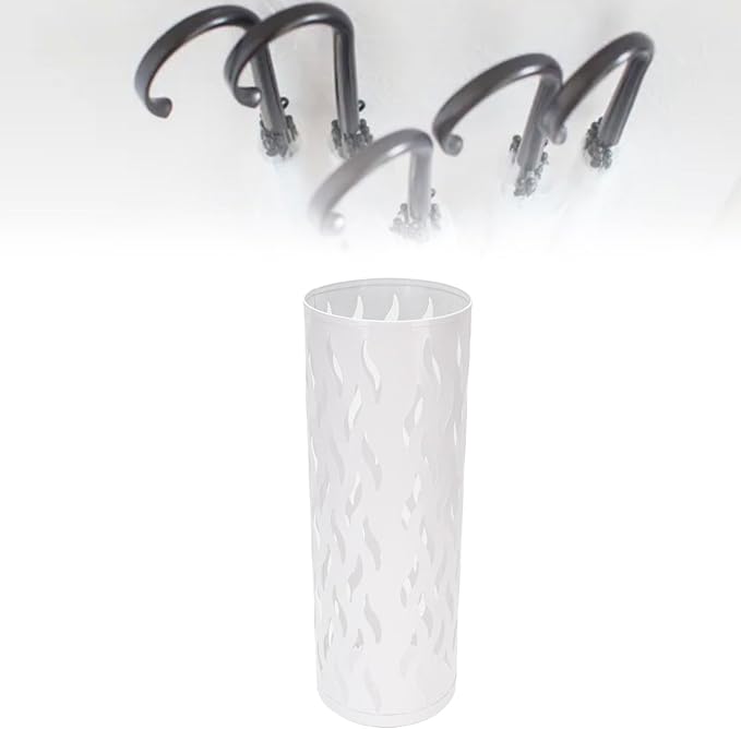 YUYTE Metal Round Umbrella Holder, Shaped Freestanding Umbrella Organizer for Entryway, Home, and Office (White)
