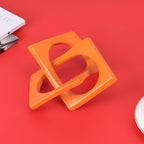 LCCCK Modern Geometric Sculpture Orange Knot Statue Decor, Home Orange Bookcase Centerpiece Jax Decorative, Geometric Tabletop Sculpture and Figurines, for Home Decor Accent Cube Decorative Ornaments