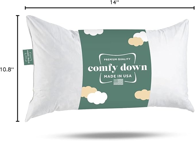 ComfyDown Decorative Throw Pillow Insert, Down and Feather Fill, 100% Cotton Cover, 233 Thread Count - Made in USA (12 X 22)
