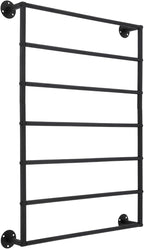 7-tier Wall Mounted Scarf Rack, Scarf Display Rack, Towels Storage Rack, Commercial Hijab Scarf Holder Organizer Space Saving for Retail Stores, Boutiques, Home (Black, 7 Tiers)