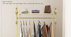 Clothing Rack Gold, Industrial Clothes Rack for hanging Clothes with Double Shelves Freestanding Multi-functional Heavy Duty Garment Rack, Metal Movable Coat Rack for Organizing Clothes Shoes