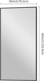 BONEWEI Bathroom Mirror,30x60 inch Large Wall Mirror for Bathroom Wall Mounted Black Rectangle Corner Mirrors,Black Bathroom Mirror for Living Room,Farmhouse,Bedroom Entryway,Horizontal/Vertical