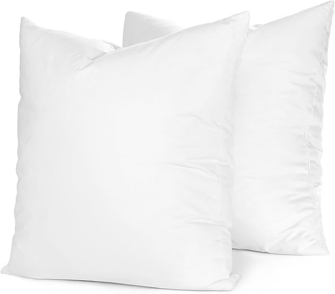 Continental Bedding Throw Pillow Inserts - 20x20, Set of 2, 80% White Goose Down & 20% Feather Fill - Soft Decorative Euro Pillows for Couch, Bed, Sofa & Living Room - Luxurious Comfort & Support