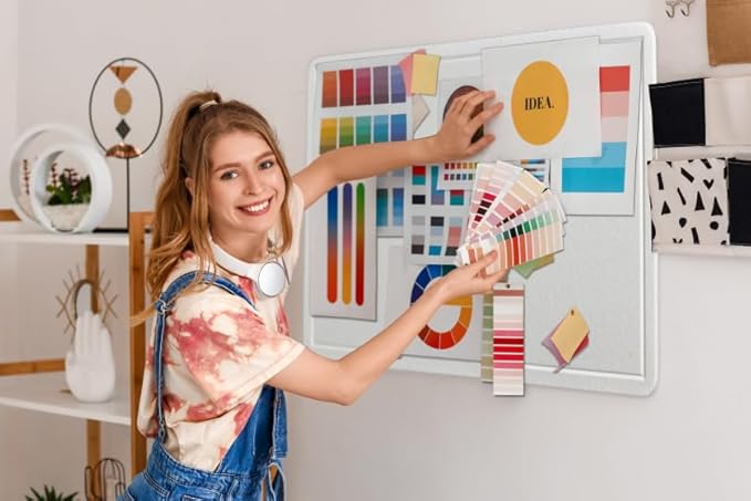 Large Bulletin Board - Foldable 36x17.5 Inches Cork Board Alternative with 20 Push Pins, Self-Adhesive Felt Bulletin Board for Wall, Home Office Classroom Decor