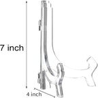 HESTYA 6 Pack 7 Inch Clear Acrylic Easel Stand Display Stand Plate Holder for Display Photo Picture Frame Book