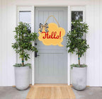 Hello Sign for Front Door 12'' Bubble Shape Wood Sign Hanging Decor Outdoor sign for Farmhouse porch Wall Pediments Decorations