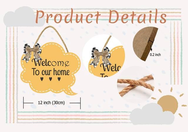 Welcome To Our Home Sign for Front Door 12'' Bubble Shape Wood Sign Hanging Decor Outdoor sign for Farmhouse porch Wall Pediments Decorations