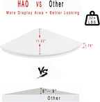 HAO Floating Corner Shelf Invisible Wall Mounted Shelves Radial Shape Cable Wire Hole Pattern Perfect for Bedroom Bathroom Living Room Kitchen Set of 2 White