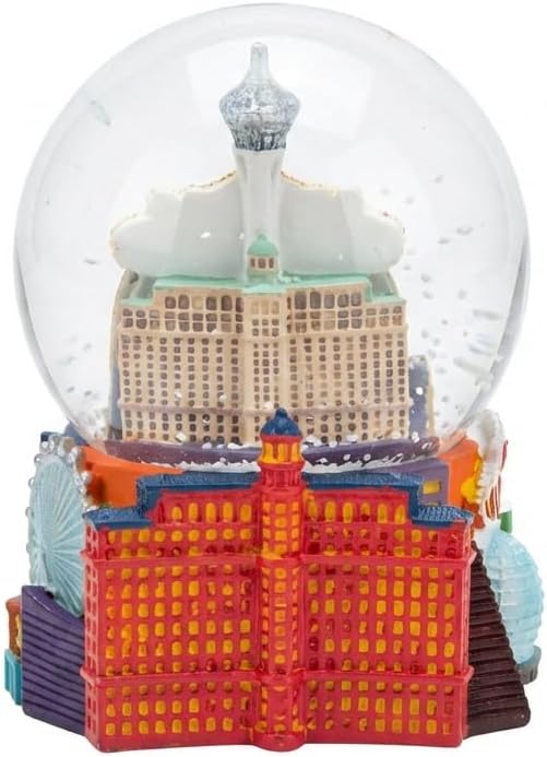 Las Vegas Snow Globe 3.5 Inch Welcome Sign Souvenir with Eiffel Tower Replica and Strip Skyline Resin Base