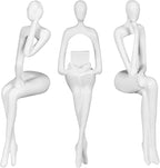 BMLCGJ Thinker Statue Gold Decor Abstract Art Sculpture, Golden Resin Collectible Figurines for Home Living Room Office Shelf Decoration,Great Gifts Ideas (Sitting Posture-White)