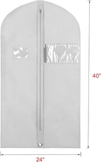 Univivi 10 Pack Suit Bags Garment Bag for Men Storage 40 inch Clothes Cover with Clear Window and ID Card Holder for Suit Jacket,Skirt, Shirt and Coat - Grey