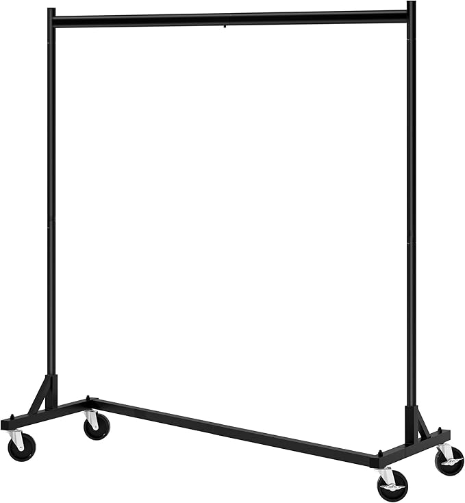 Hoctieon Z Rack, Rolling Clothes Racks with Z-Base, Heavy Duty Garment Rack, Clothing Racks for Hanging Clothes, Sturdy Metal Hanging Holder, Clothes Organizer Rack, Black