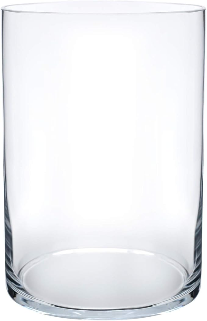 Royal Imports Flower Glass Vase Decorative Centerpiece for Home or Wedding - Cylinder Shape, 8" Tall, 5" Opening, Clear