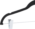 Amazon Basics Velvet Non-Slip Skirt Clothes Hangers with Clips, 360 Degree Rotatable Hook, Sturdy Construction, Organize Pants and Skirts, Black/Silver, 50-Pack