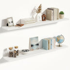Vivelove 10 in Deep Floating Shelves for Wall, 55" x 10.2" x 1.5" Shelves for Room Wall Mounted, 1.5 Inch Thick Shelf for Bathroom Bedroom Kitchen Book Room, Modern Farmhouse Decor, Set of 2, White