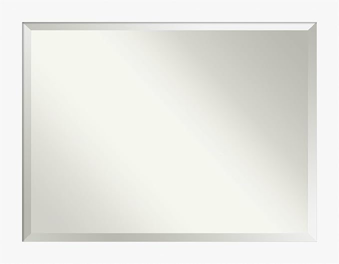 Amanti Art White Wall Mirror 35x45 Basic White Rectangle Bathroom Mirror for Wall Decor Living Room, X-Large Casual Wood Frame, Hangs Horizonally and Vertically, Bathroom Decor, Beveled Edge