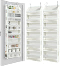 HOMELUX THEORY UPGRADED 6 Tiers Over The Door Organizer Hanging - 100D EXTRA THICK & 50lbs HUGE CAPACITY, 12 Side Mesh Pockets Over The Door Shoe Organizer, Hanging Closet Organizer (Ivory, 2pc)