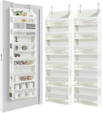 HOMELUX THEORY UPGRADED 6 Tiers Over The Door Organizer Hanging - 100D EXTRA THICK & 50lbs HUGE CAPACITY, 12 Side Mesh Pockets Over The Door Shoe Organizer, Hanging Closet Organizer (Ivory, 2pc)