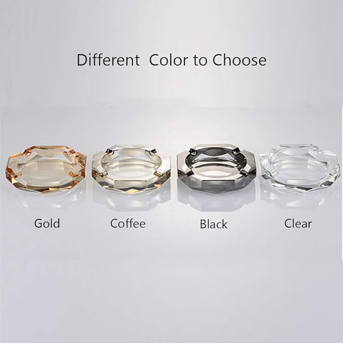 Crystal Glass Ashtray, Octagon Ash tray Cigar Cigarettes Ashtray Holder Office Home Desktop Tabletop Decoration,Crystal Clear