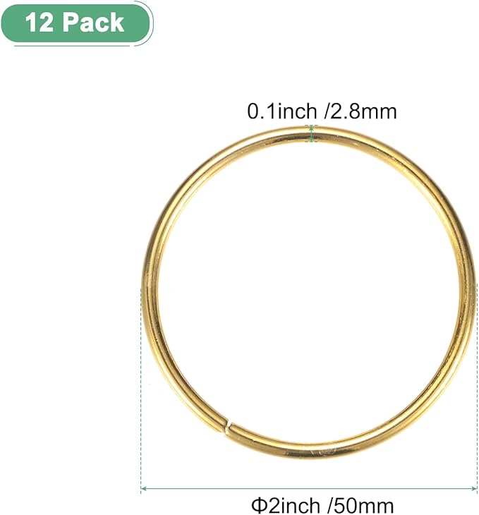M METERXITY 12-Pack Dream Catcher Rings,2 Inch Metal Round Shape Macrame Wreath Floral Ring Hoop for Home/Valentine/DIY Craft/Wedding/Wall Hanging Decorations [Golden]