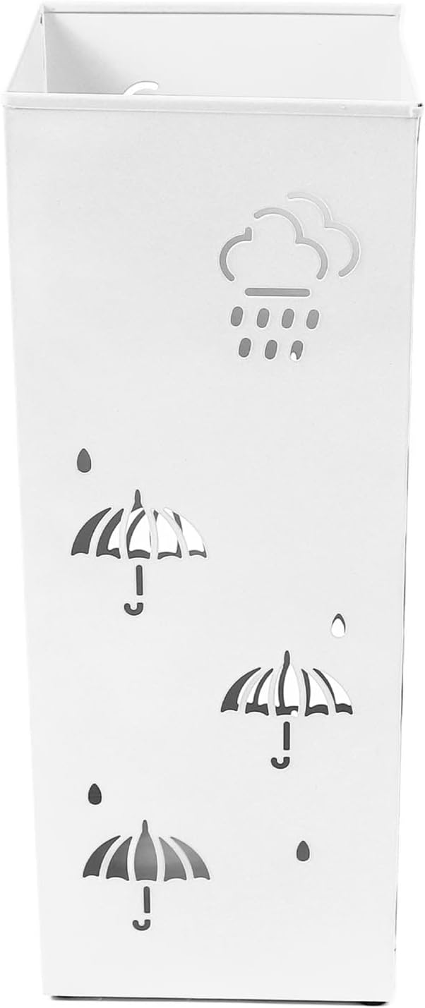 GLOGLOW Nan Metal Umbrella Stand, Carbon Steel, Stylish and Durable Umbrella Holder Bin for Entryway, Home, Office Spaces with 42x16x16cm Ornament (White)