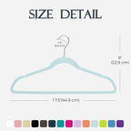 HOUSE DAY Sky Blue Velvet Hangers 60 Pack, Non Slip Clothes Felt Hanger Heavy Duty for Coat, Premium Slim Space Saving Suit Hangers for Closet Organizer, 360° Rotating Silver Hook
