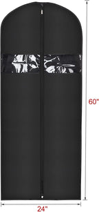 Univivi Garment Bag 60 inch Lightweight Suit Bags for Closet Storage, 8 Pack Garment Bag for Dresses Long with Zipper and Eye-Hole Carry Handles for Folding for Tuxedos Coats Dresses, Black