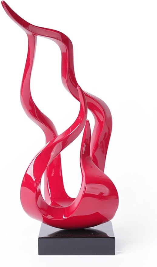 Abstract Sculpture Decor Modern Art Gift Holy Flame Figurine Statue for Bookshelf Table Desktop Office Red 16.5 Inch