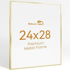 24x28 Aluminum Metal Picture Frame,Tempered Glass Gold Photo Frame 24x28 for Family Photo,Posters,Art,Document to Wall Mount Horizontally or Vertically
