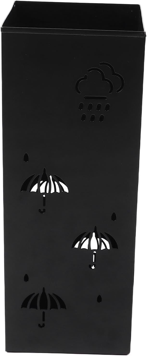 GLOGLOW Nan Metal Umbrella Stand, Carbon Steel, Stylish and Durable Umbrella Holder Bin for Entryway, Home, Office Spaces with 42x16x16cm Ornament (Black)