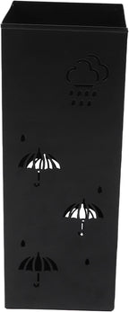 GLOGLOW Nan Metal Umbrella Stand, Carbon Steel, Stylish and Durable Umbrella Holder Bin for Entryway, Home, Office Spaces with 42x16x16cm Ornament (Black)