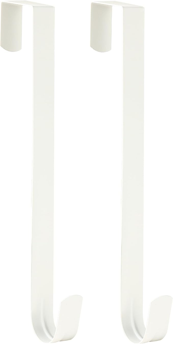 Wreath Hanger for Front Door, Slim Over The Door Hook, Easy to Use and Reusable Holiday Wreath Holder for Christmas, Thanksgiving, Halloween and Daily Décor (12" White, 2)