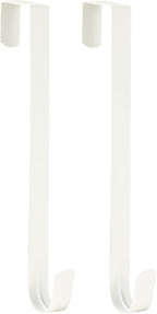 Wreath Hanger for Front Door, Slim Over The Door Hook, Easy to Use and Reusable Holiday Wreath Holder for Christmas, Thanksgiving, Halloween and Daily Décor (12" White, 2)