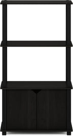 Furinno GO GREEN Storage Shelves, 4-Tier Book Shelf, Bookcase, Display Shelf with Open Shelf and Closed Storage, for Organization and Storage, Living Room, Garage, Home Office, Espresso