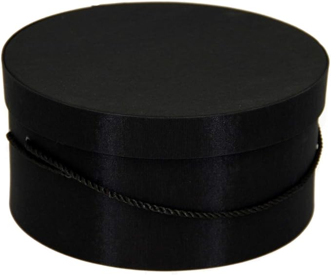 Sarah's Hat Boxes Classic Black Hat Box – 12.75" x 6.5" (Dia. x Ht.) Handmade in USA – Odorless Non-Toxic Adhesive, Cording Handle – Premium Storage for Hats & Accessories