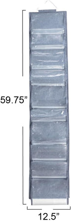 Household Essentials Over-the-Door Cotton Blend and Plastic Shoe Organizer with 20 Storage Pockets, Denim
